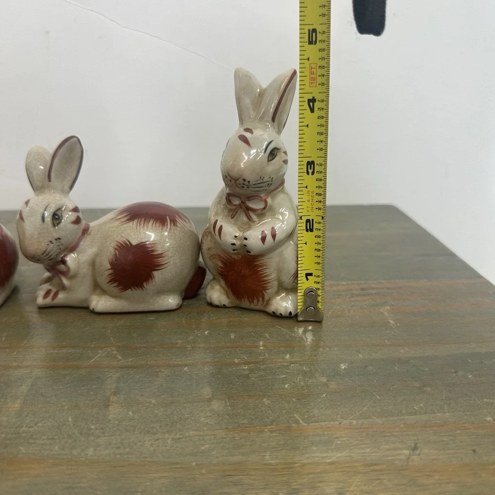 Lot Of 3 Staffordshire Style Bunny Rabbit Small Porcelain Figurine 3-4